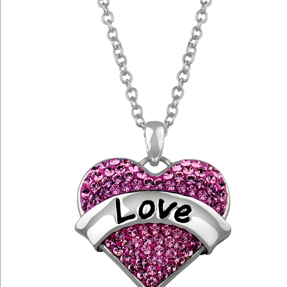 Swarovski  Pink Crystal “Love” Heart Necklace